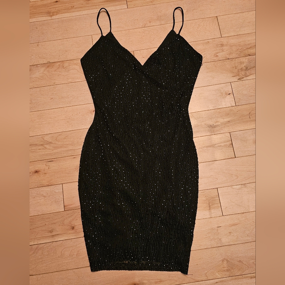 Symphony Black Mini Dress with Subtle Sparkle